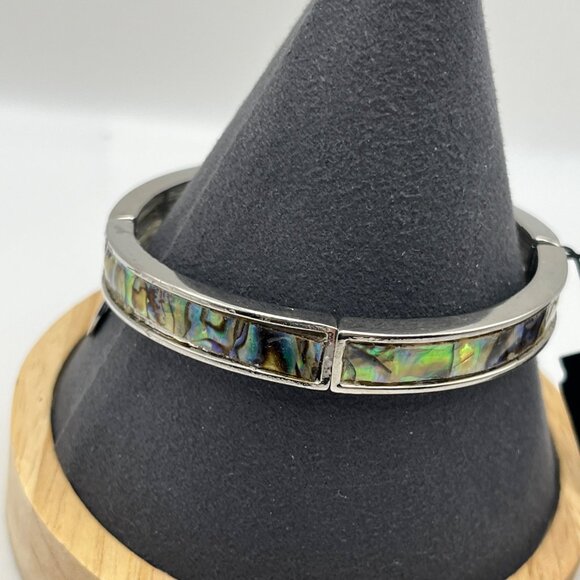 VTG Cookie Lee Abalone Shell &‎ Silver-Tone Stretch Bracelet NEW - Picture 7 of 8